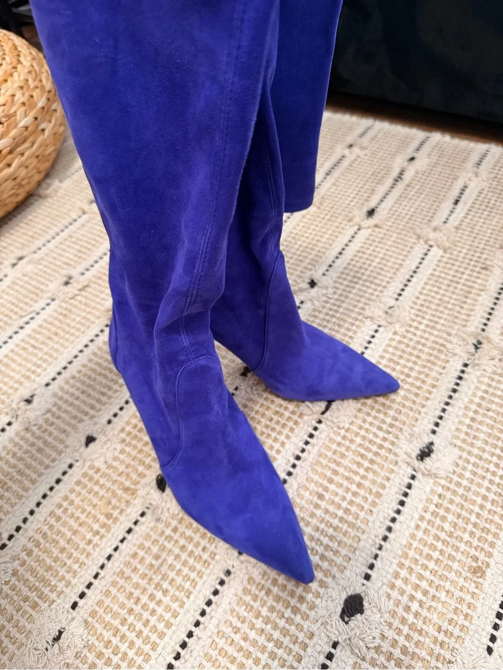 Stuart Weitzman Purple Suede Over-the-Knee Stiletto Boots